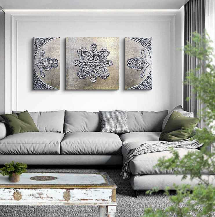 cuadros clasicos mandalas para el sofa